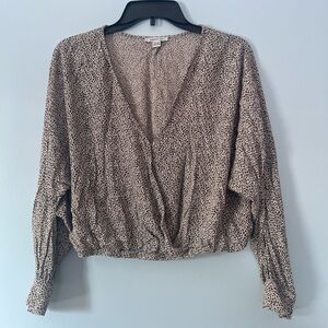 American Eagle Outfitters Tan Leopard Print Blouse